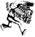 Illustration of a man carrying an engine.